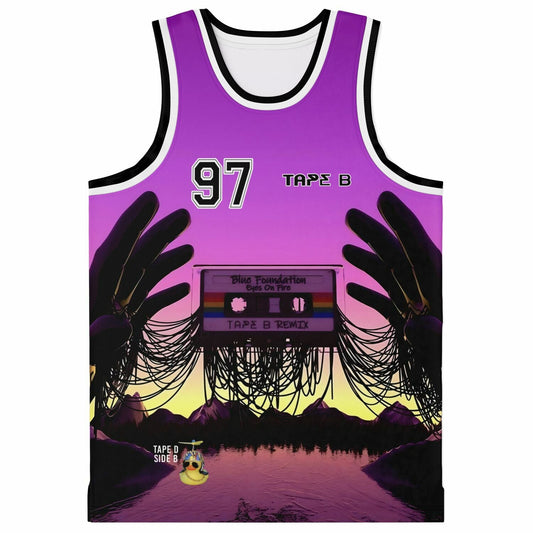 Tape B Purple Pink Cassette Spilling Rave Basketball Jersey