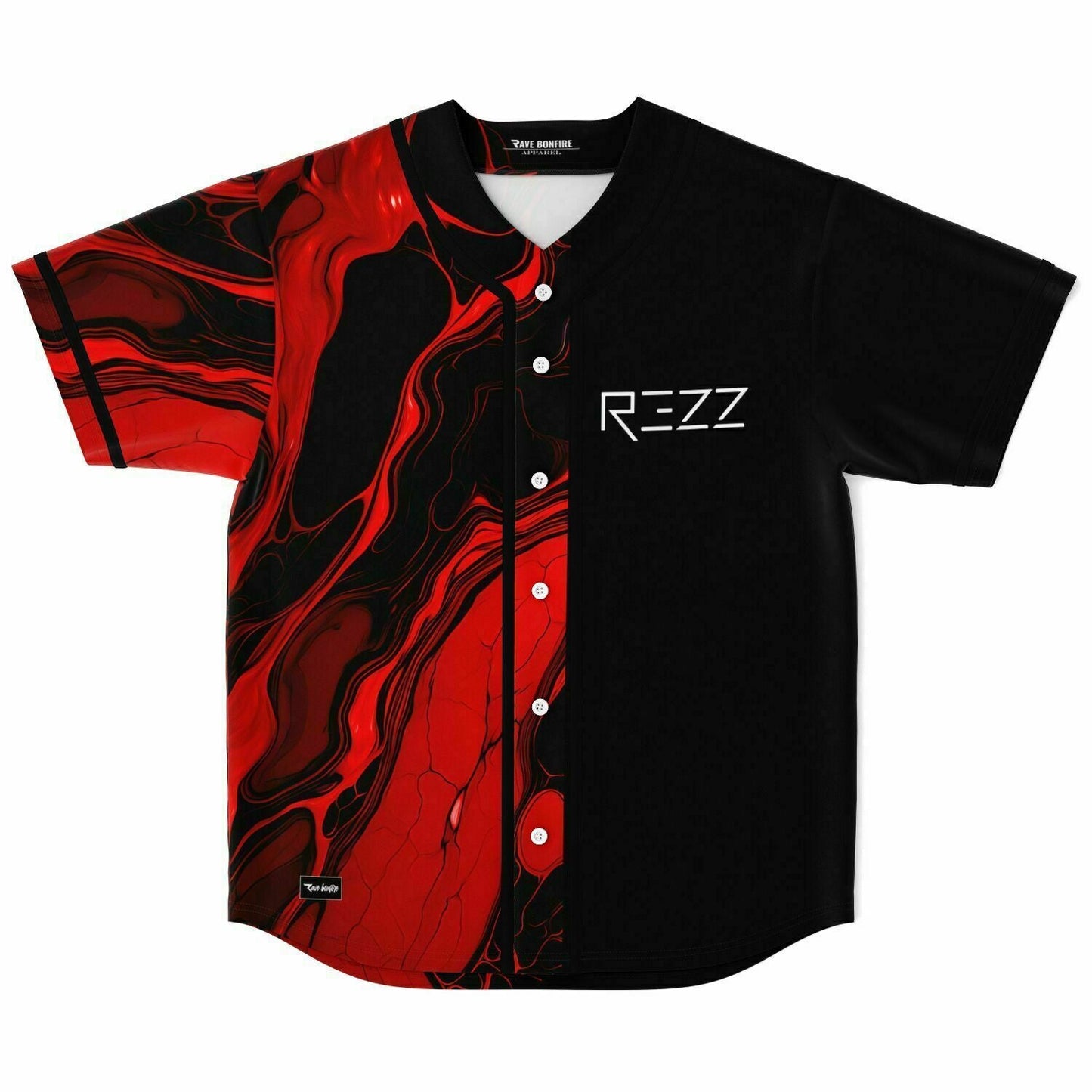 REZZ Black Red Marbled Liquid Rave Baseball Jersey