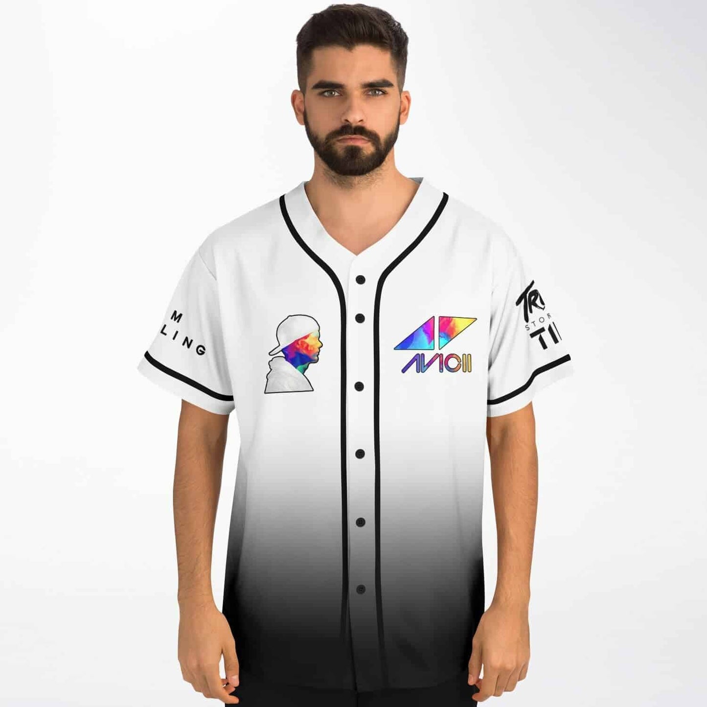 Avicii White Black Triangle Logo Rave Baseball Jersey