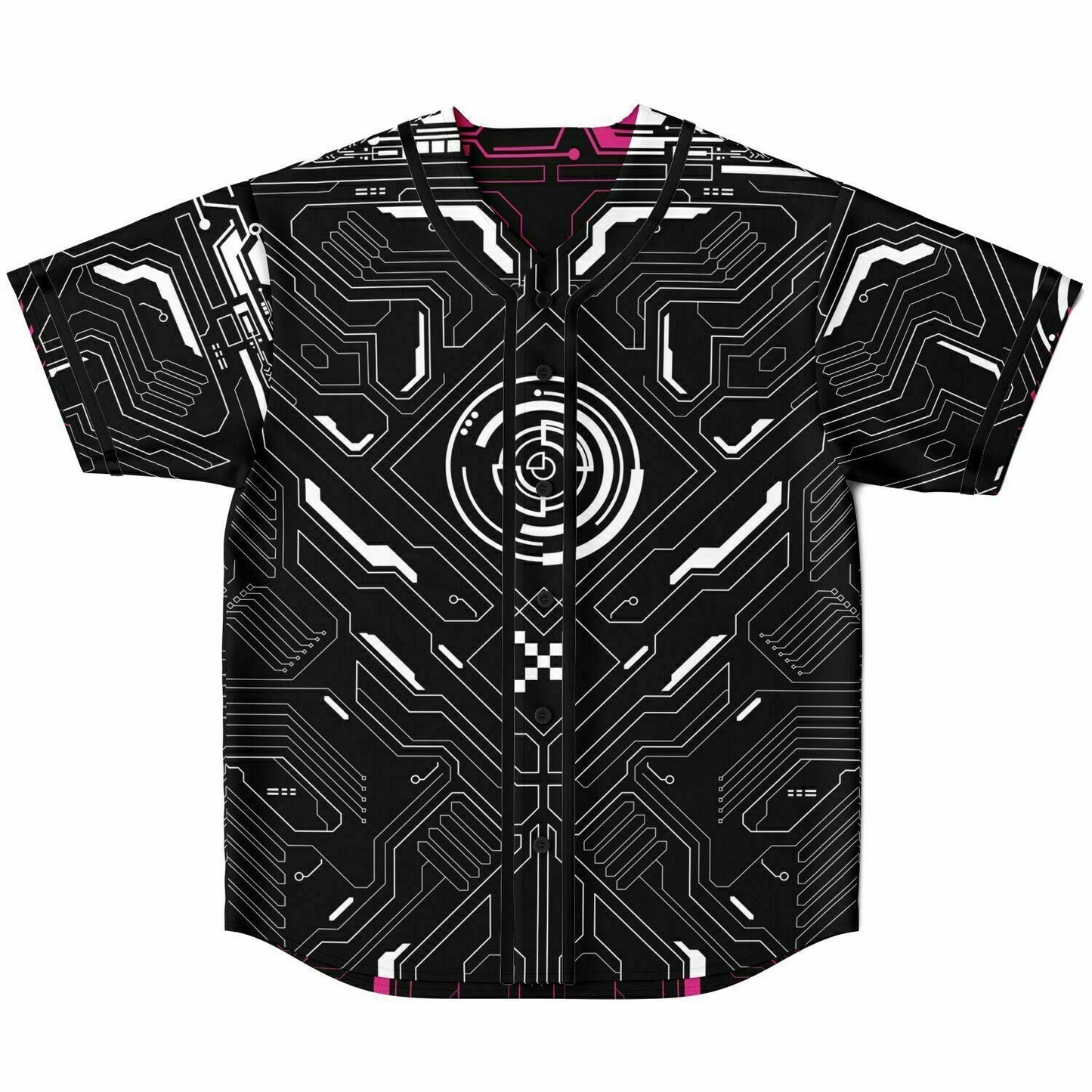 Black & Pink Cyberpunk Circuit Reversible Baseball Jersey
