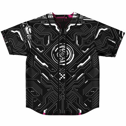 Black & Pink Cyberpunk Circuit Reversible Baseball Jersey
