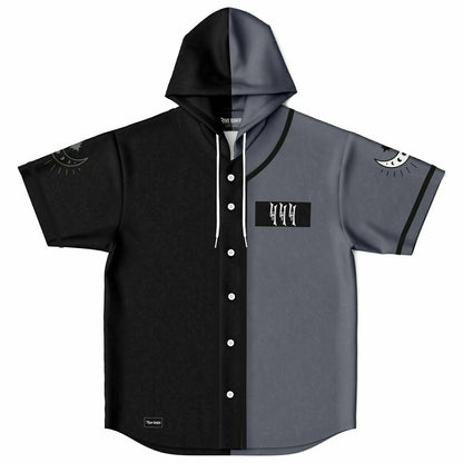 Split Black Half Rave Hooded Baseball Jersey
