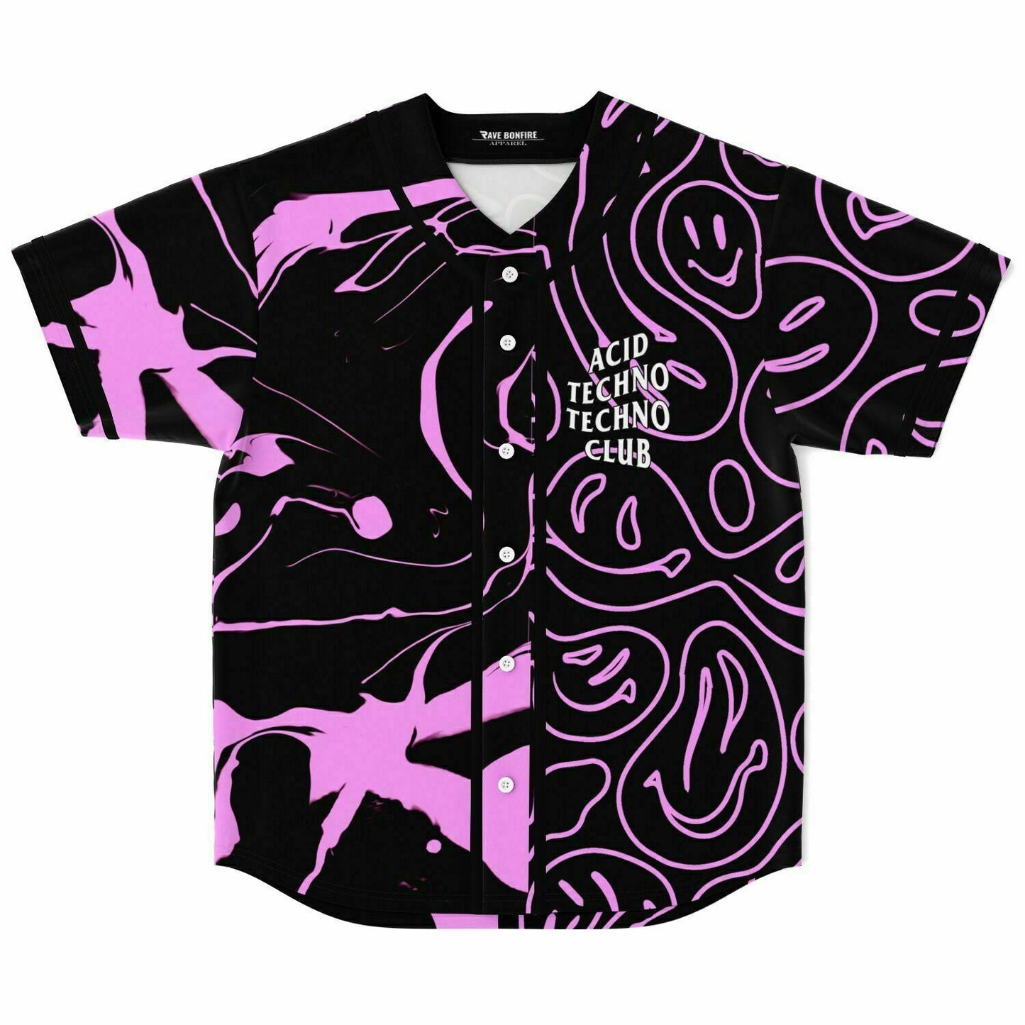Black Pink Split Rave Baseball Jersey