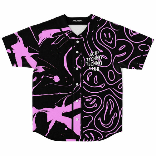Black Pink Split Rave Baseball Jersey
