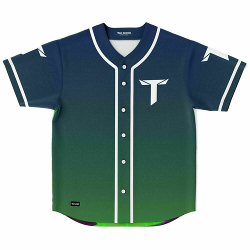 Teminite Navy Green Gradient Body Rave Baseball Jersey