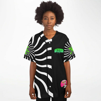 Getter Black White Spiral Optical Rave Baseball Jersey