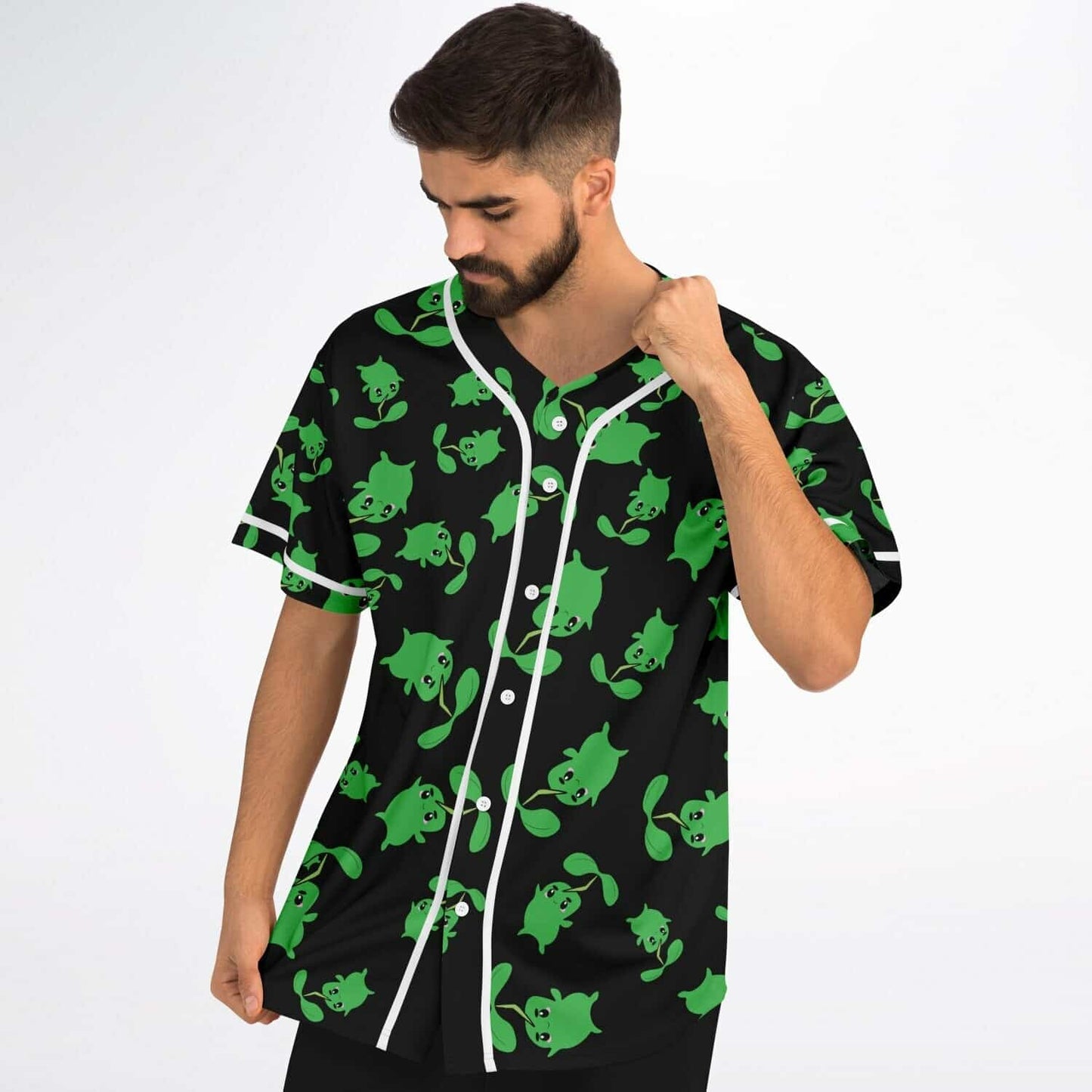 Black Repeating Cute Rave Baseball Jersey