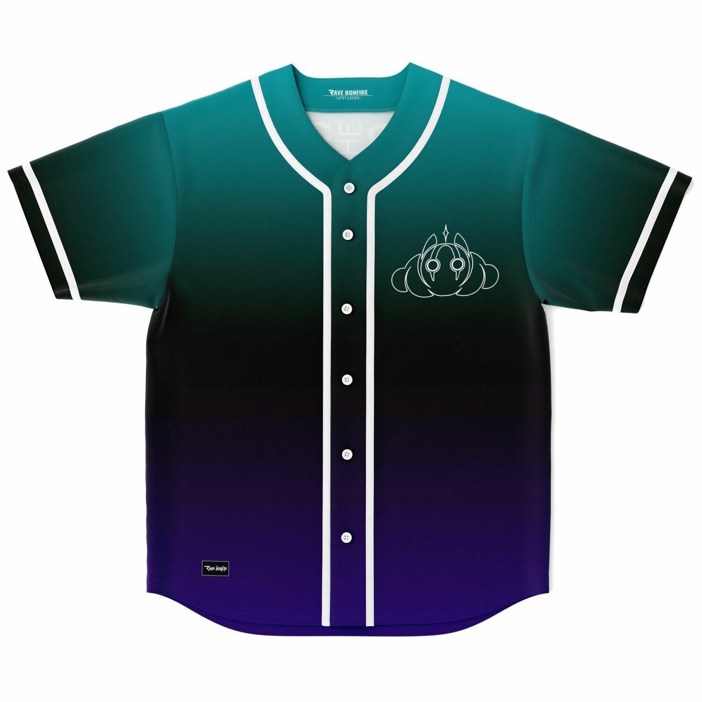 Dab The Sky Teal Black Stylized Winged Rave Baseball Jersey