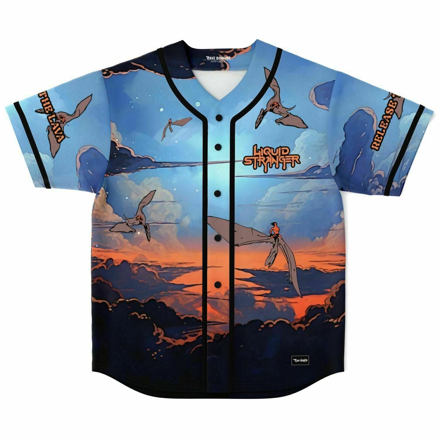Liquid Stranger Blue Sky Pteranodons Rave Baseball Jersey