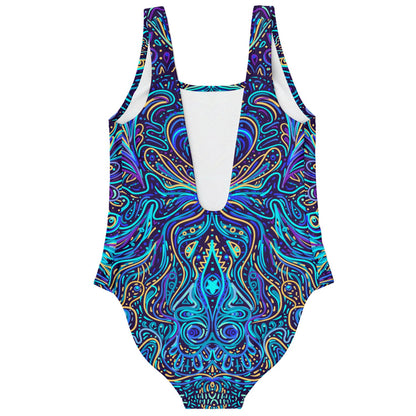 Deep Navy Symmetrical Psychedelic Rave Swimsuit