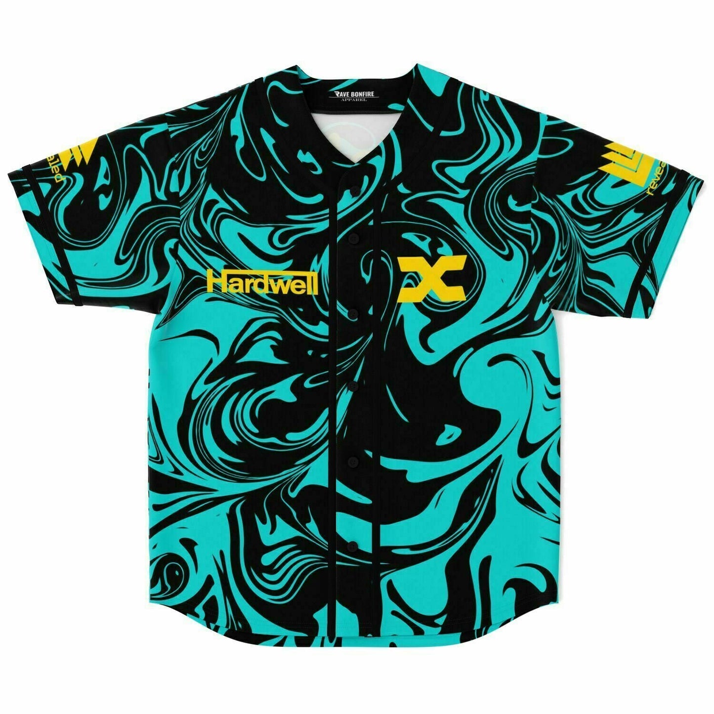Hardwell Teal Liquid Marble Rave Baseball Jersey