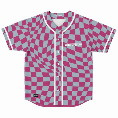 Dionysus Pink Warped Checkerboard Rave Baseball Jersey
