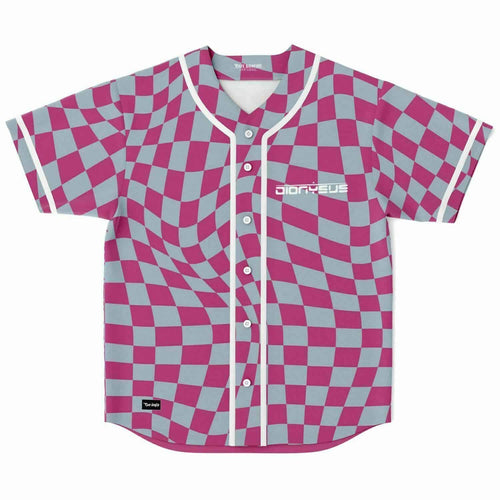 Dionysus Pink Warped Checkerboard Rave Baseball Jersey