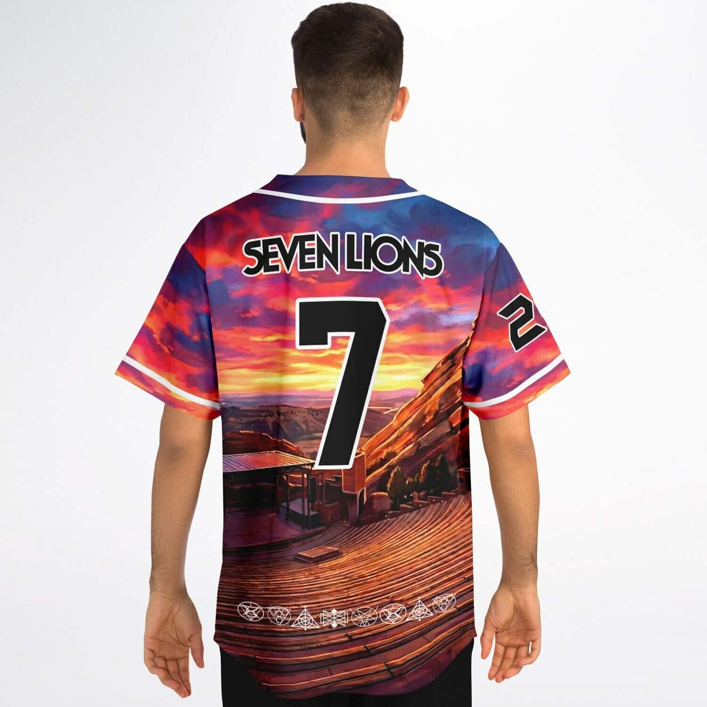 Seven Lions Fiery Sunset Painted Red Rave Baseball Jersey