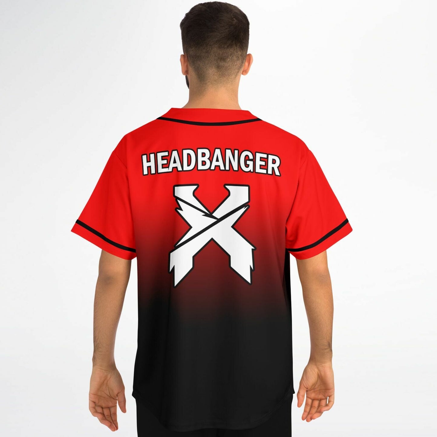 Excision Red Black Crossed X Rave Baseball Jersey