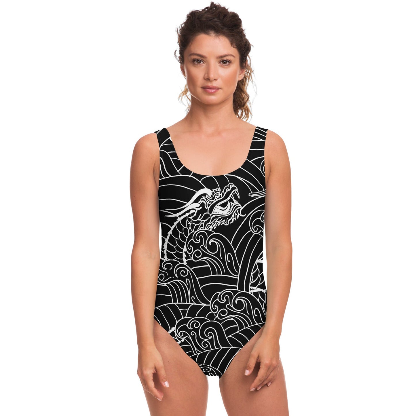 Black Japanese Dragon Rave Swimsuit