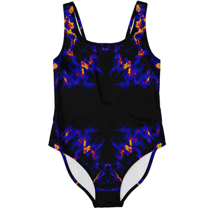 Black Mirrored Flames Rave Swimsuit