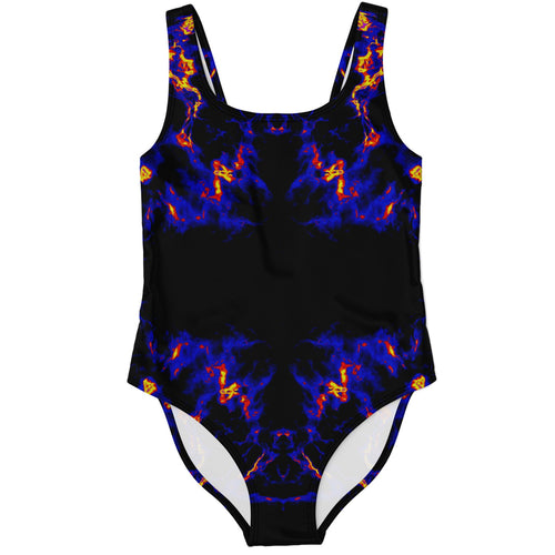 Black Mirrored Flames Rave Swimsuit
