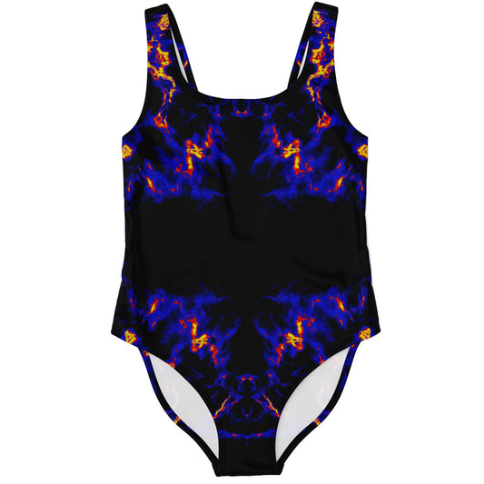 Black Mirrored Flames Rave Swimsuit