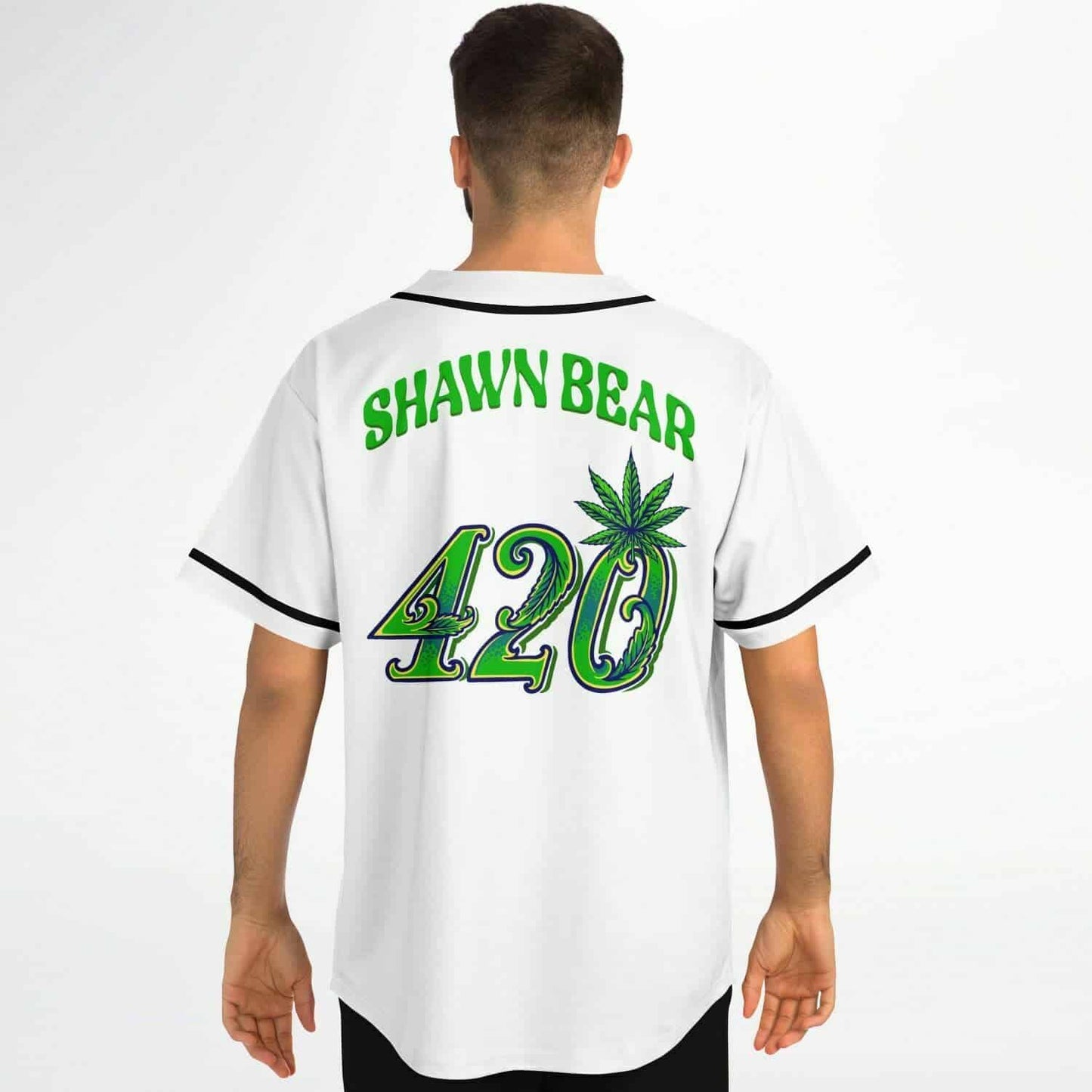 White Cannabis Leaf Rave Baseball Jersey