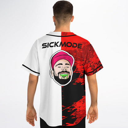 Split Red Left Half Rave Baseball Jersey