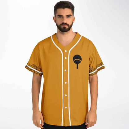 Burnt Orange Black Uchiha Rave Baseball Jersey