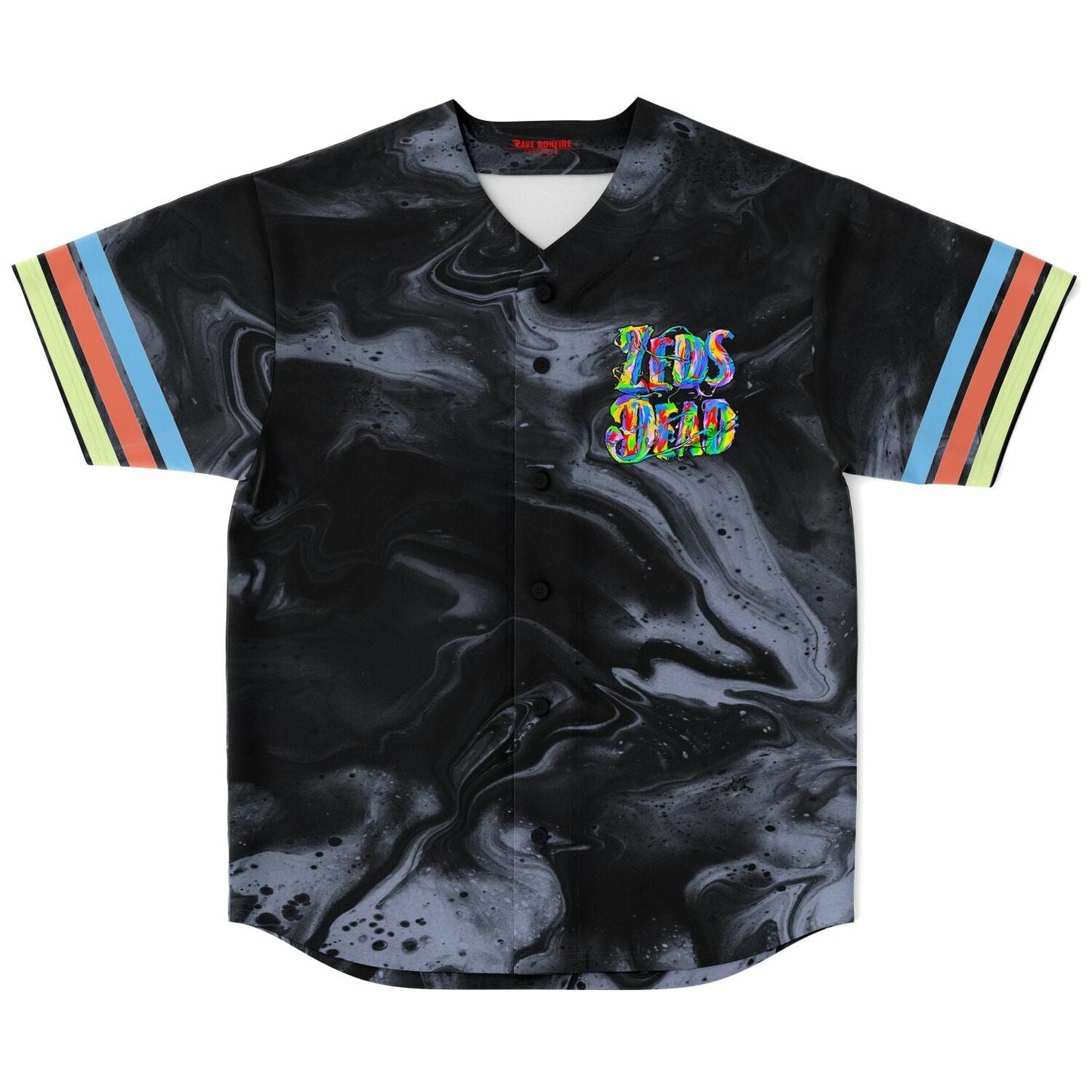 Zeds Dead Black Charcoal Psychedelic Marbled Rave Baseball Jersey