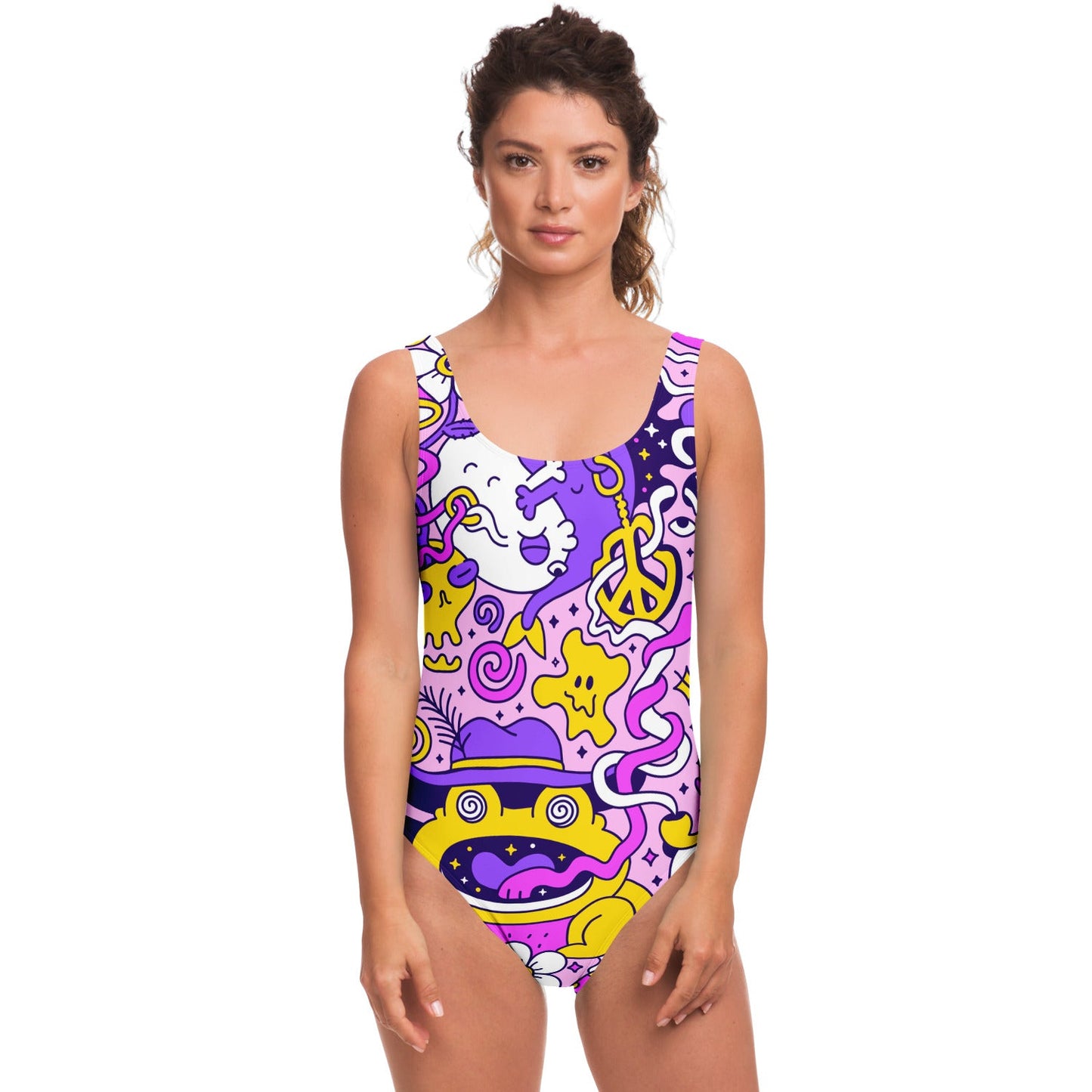 Pink Lilac Quirky Doodle Rave Swimsuit