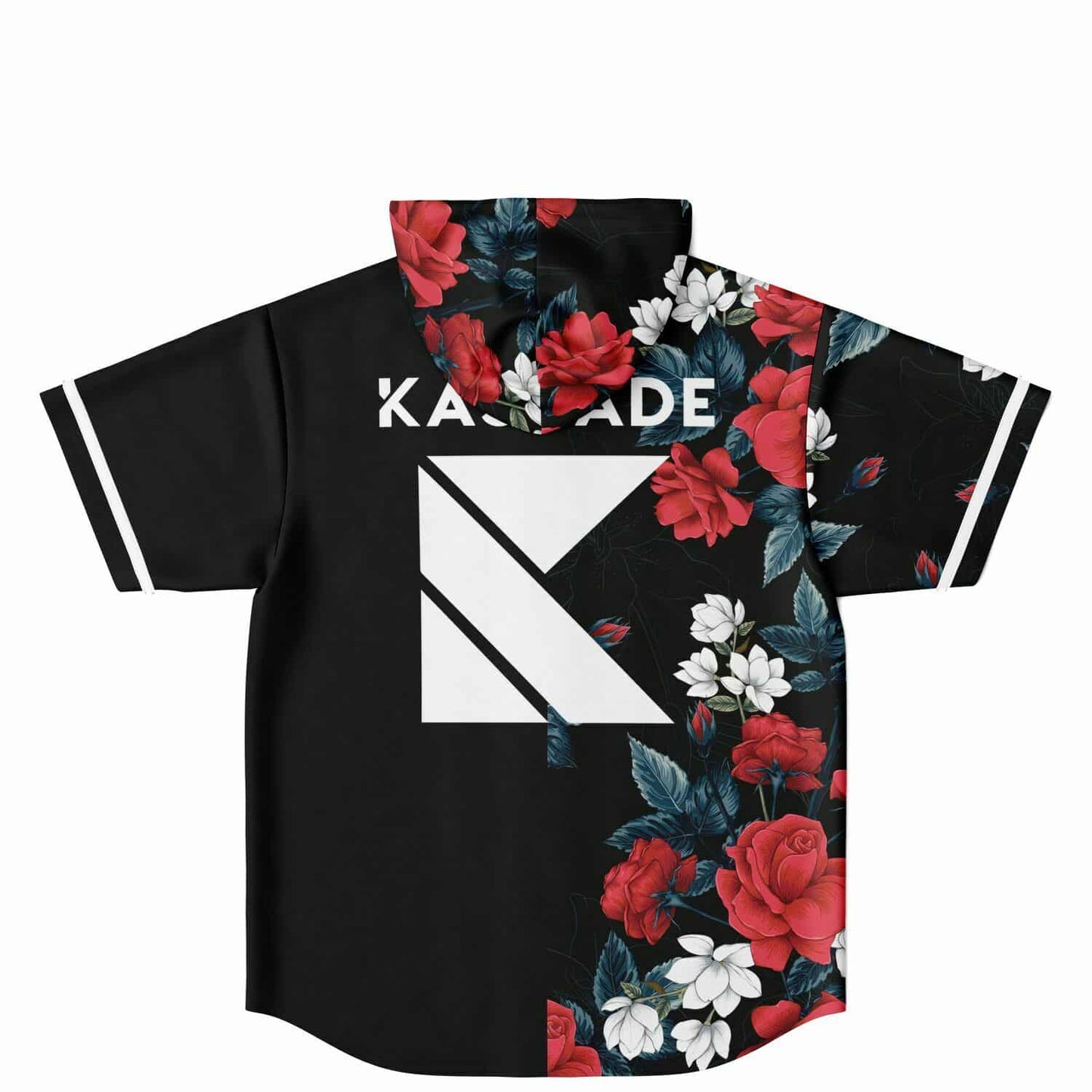 Kaskade Black Floral Rave Hooded Baseball Jersey