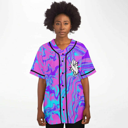 Pink Liquid Marble Rave Baseball Jersey