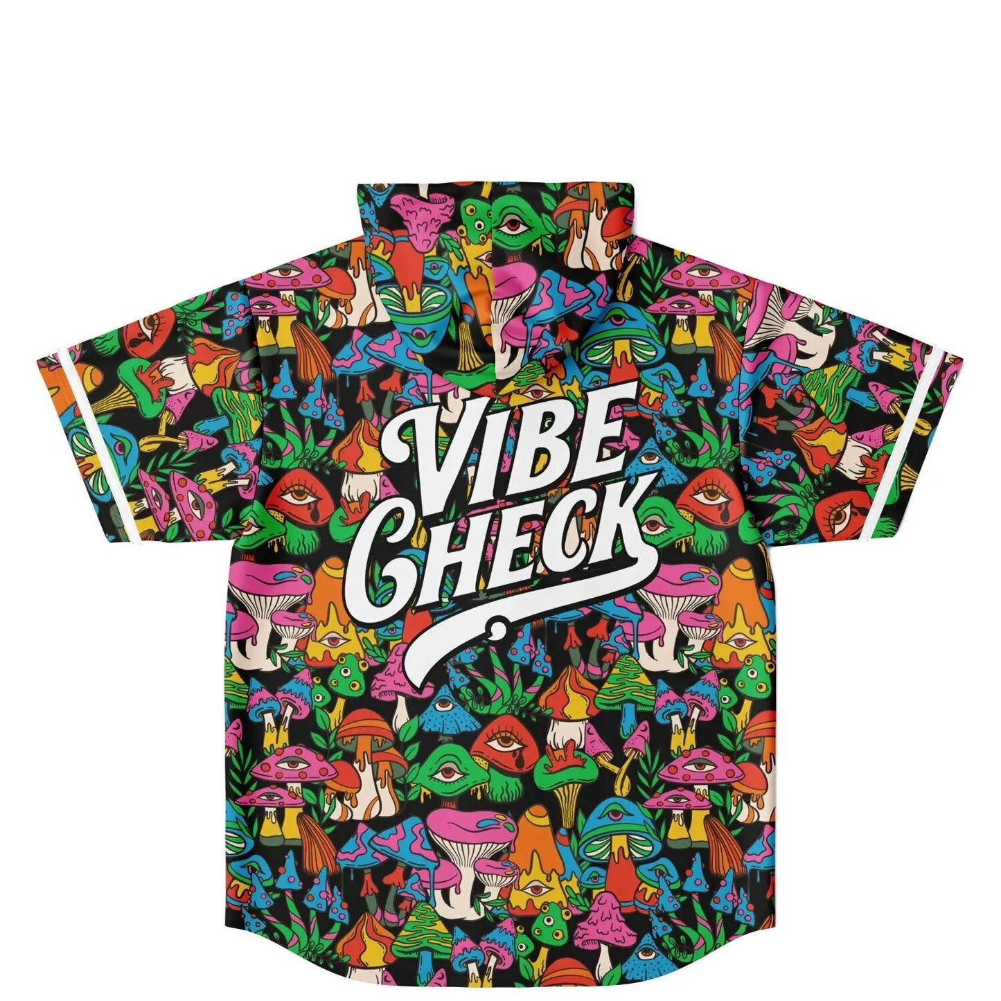 Black Dense Psychedelic Rave Hooded Baseball Jersey