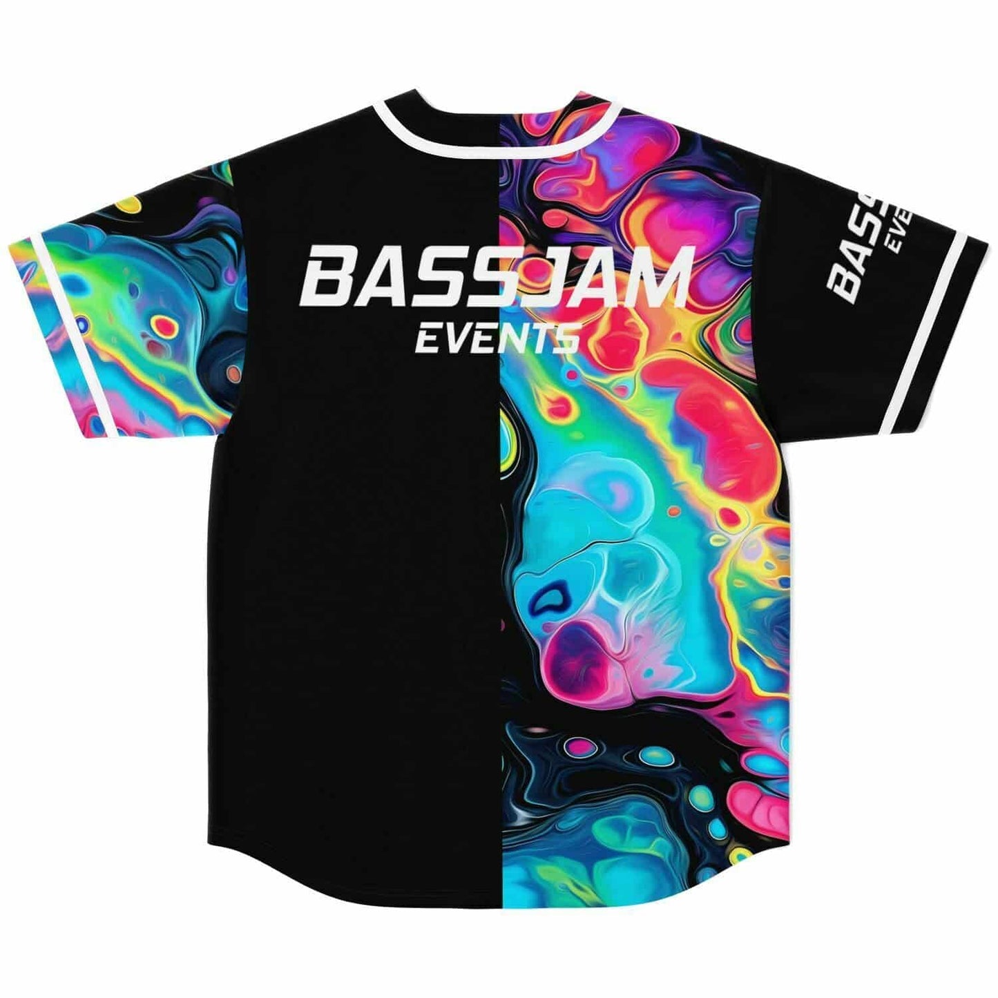 Black Abstract Liquid Rave Baseball Jersey