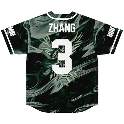 Dark Green Circular Logo Rave Baseball Jersey