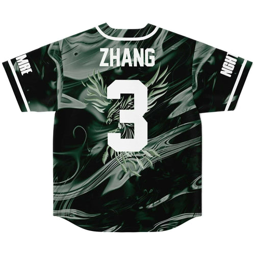 Dark Green Circular Logo Rave Baseball Jersey