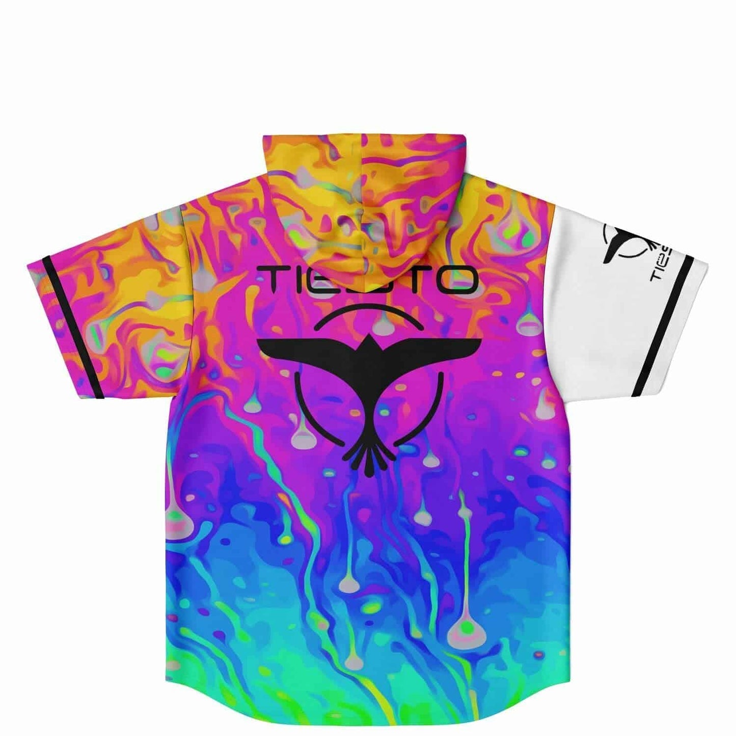 Tiesto Rainbow Tie Psychedelic Liquid Rave Hooded Baseball Jersey