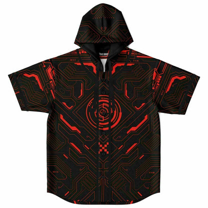 Black Cyber Circuit Rave Hooded Baseball Jersey