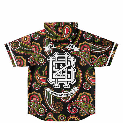 GRiZ Black Classic Paisley Rave Hooded Baseball Jersey