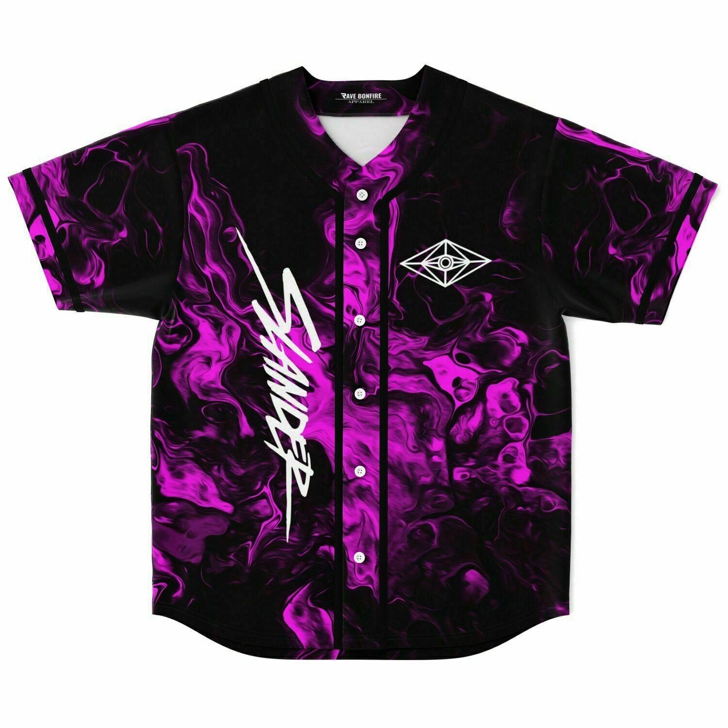 Slander Black Swirling Purple Rave Baseball Jersey