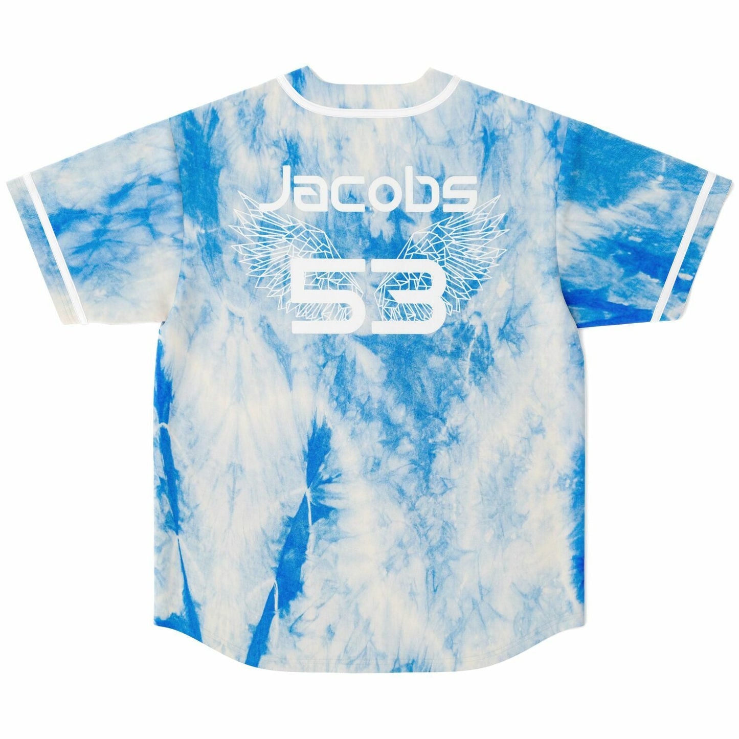 Blue White Tie Dye Rave Baseball Jersey