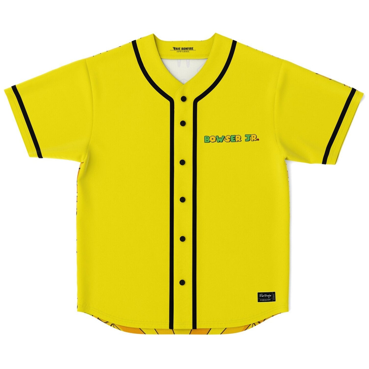Bright Yellow Bowser Jr Rave Baseball Jersey