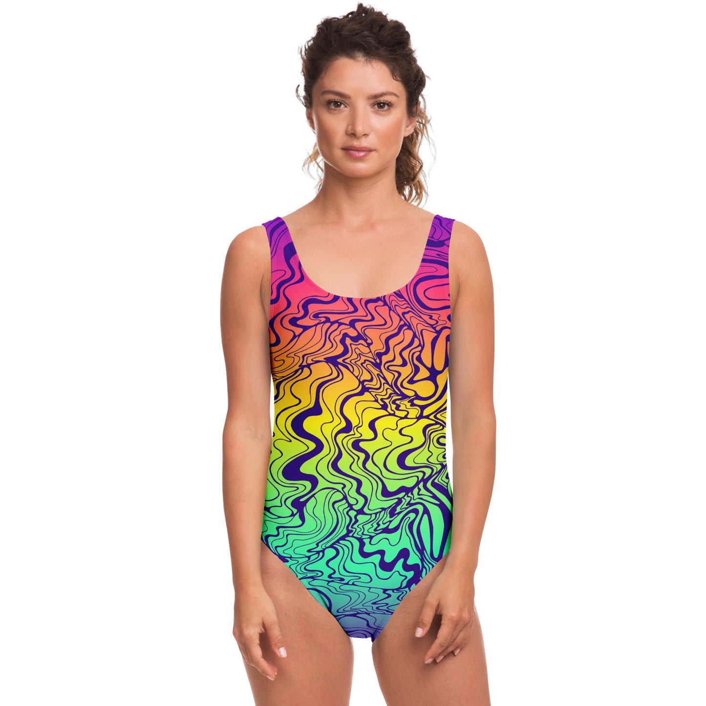 Rainbow Gradient Liquid Rave Swimsuit