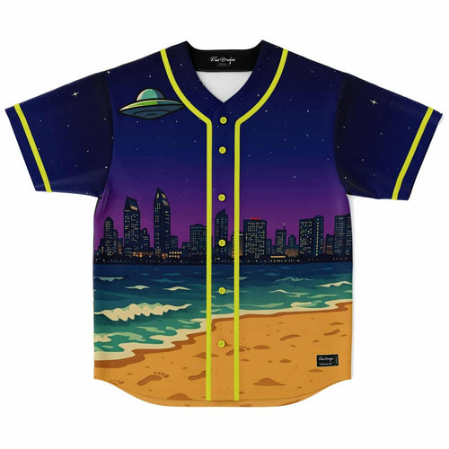 Navy Blue Cartoon Night Rave Baseball Jersey