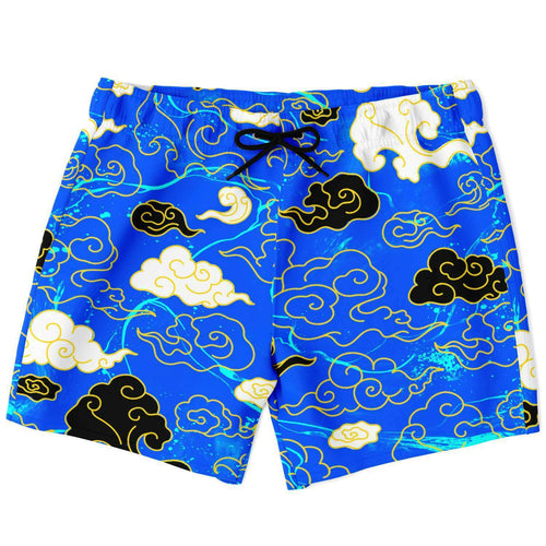 Royal Blue Asian Stylized Rave Swim Trunks