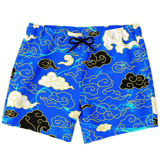 Royal Blue Asian Stylized Rave Swim Trunks
