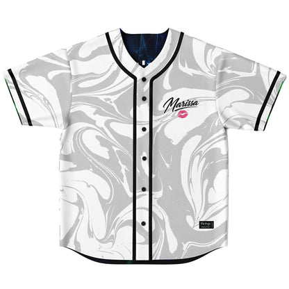 White Marble & Cosmic Blue Reversible Baseball Jersey