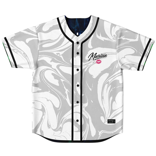 White Marble & Cosmic Blue Reversible Baseball Jersey