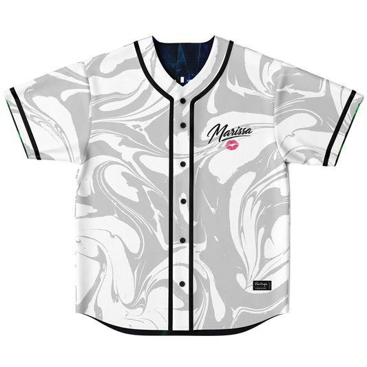 White Marble & Cosmic Blue Reversible Baseball Jersey