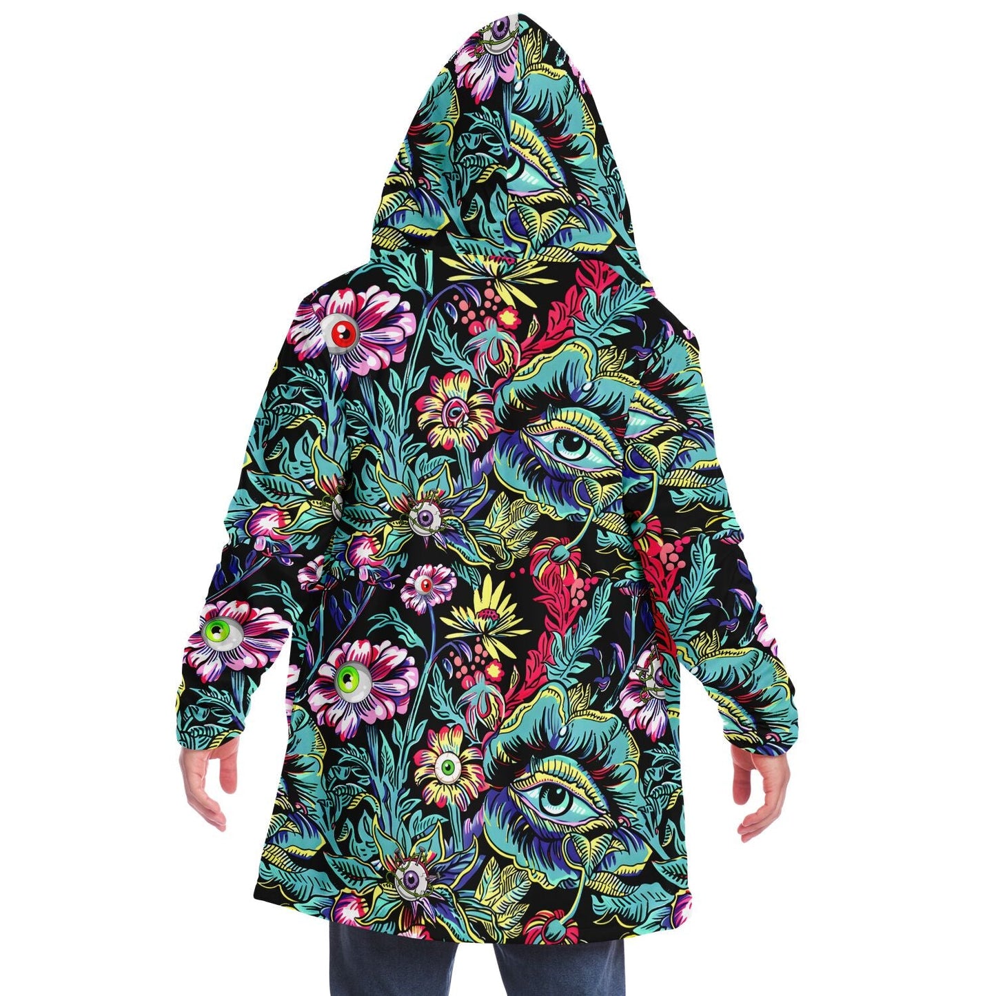 Black Surreal Garden Rave Cloak