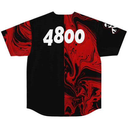 Black Red Liquid Rave Baseball Jersey