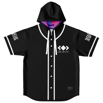 Black Realistic Flames Rave Hooded Baseball Jersey